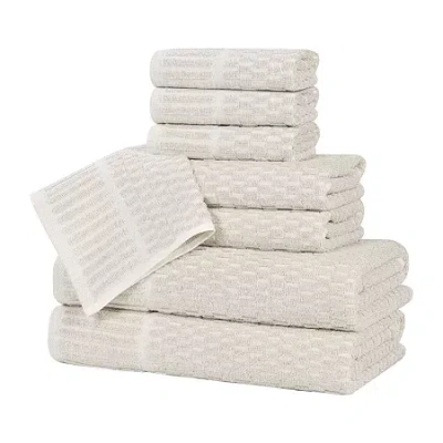 Superior Juno Collection | 80% Cotton 20% Viscose 8-pc. Quick Dry Solid Bath Towel Set In Sand