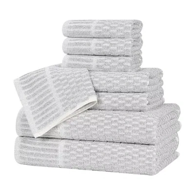 Superior Juno Collection | 80% Cotton 20% Viscose 8-pc. Quick Dry Solid Bath Towel Set In Silver