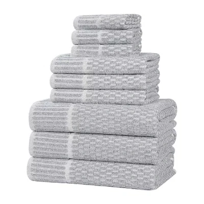 Superior Juno Collection | 80% Cotton 20% Viscose 9-pc. Quick Dry Solid Bath Towel Set In Blue