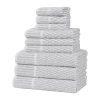 Superior Juno Collection | 80% Cotton 20% Viscose 9-pc. Quick Dry Solid Bath Towel Set In Silver