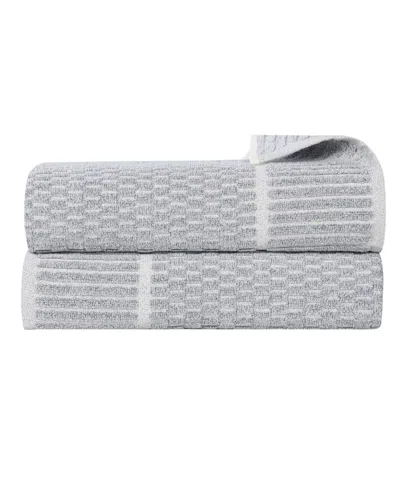 Superior Juno Cotton Blend 2-piece Bath Sheet Set In Denim Blue