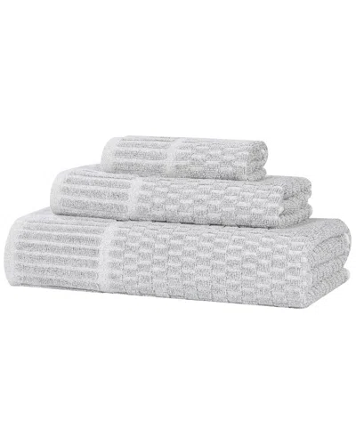 SUPERIOR SUPERIOR JUNO MEDIUM WEIGHT CHECKERED BORDER 3PC TOWEL SET