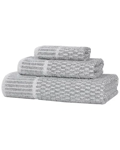 Superior Juno Medium Weight Checkered Border 3pc Towel Set