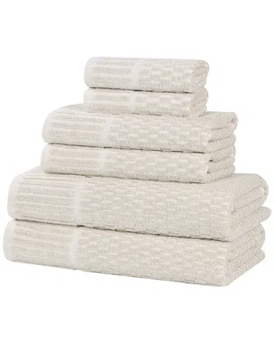 SUPERIOR SUPERIOR JUNO MEDIUM WEIGHT CHECKERED BORDER 6PC TOWEL SET
