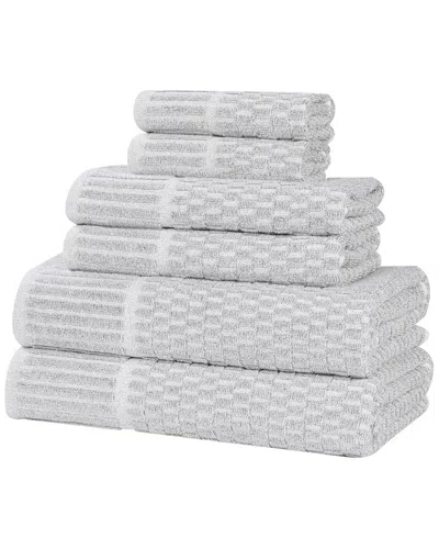 SUPERIOR SUPERIOR JUNO MEDIUM WEIGHT CHECKERED BORDER 6PC TOWEL SET