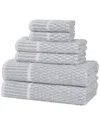 Superior Juno Medium Weight Checkered Border 6pc Towel Set