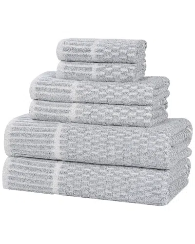 Superior Juno Medium Weight Checkered Border 6pc Towel Set
