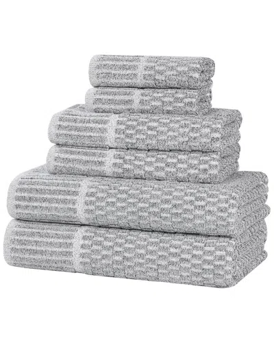 Superior Juno Medium Weight Checkered Border 6pc Towel Set
