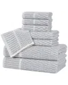 Superior Juno Medium Weight Checkered Border 8pc Towel Set
