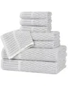 Superior Juno Medium Weight Checkered Border 8pc Towel Set