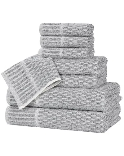 SUPERIOR SUPERIOR JUNO MEDIUM WEIGHT CHECKERED BORDER 8PC TOWEL SET