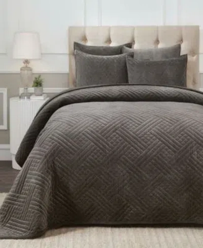 Superior Karina Cotton Velvet Lightweight 3 Pc. Quilt Set In Gray