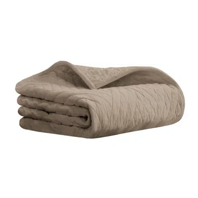 Superior Karina Cotton Velvet Lightweight Quilt And Pillow Sham Set In Light Brown