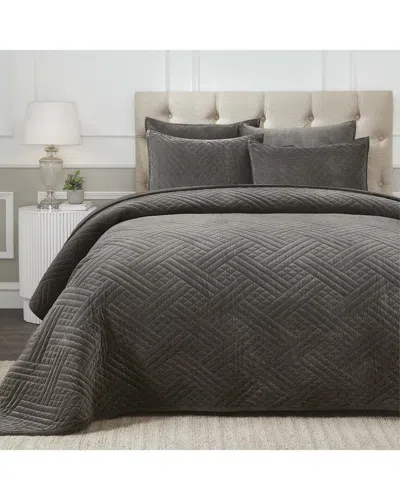 Superior Karina Velvet Lightweight Quilt Set In Grey