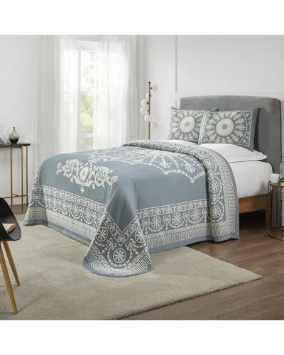 Superior Kymbal Traditional Medallion Lightweight Woven Jacquard Oversized Cotton Blend Bedspread Se In Blue