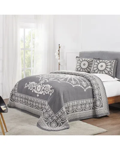 Superior Kymbal Traditional Medallion Lightweight Woven Jacquard Oversized Cotton Blend Bedspread Se In Charcoal