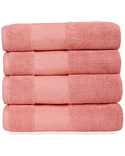 Superior Larissa 4pc Geometric Bath Cotton Towel Set In Coral