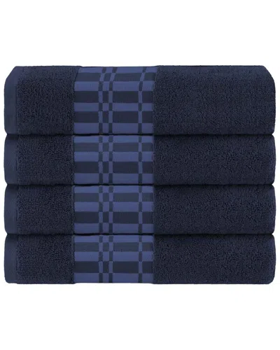 Superior Larissa Cotton 4pc Bath Towel Set With Geometric Embroidered Border