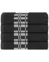 Superior Larissa Cotton 4pc Bath Towel Set With Geometric Embroidered Border