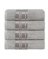 Superior Larissa Geometric Embroidered Jacquard Border Cotton 4-pc. Bath Towel Set In Chrome
