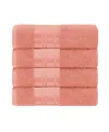 Superior Larissa Geometric Embroidered Jacquard Border Cotton 4-pc. Bath Towel Set In Coral