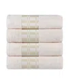 Superior Larissa Geometric Embroidered Jacquard Border Cotton 4-pc. Bath Towel Set In Ivory