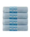 Superior Larissa Geometric Embroidered Jacquard Border Cotton 4-pc. Bath Towel Set In Light Blue