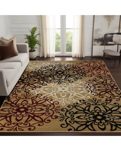 Superior Leigh Modern Floral Medallion Rug Gold In Multi