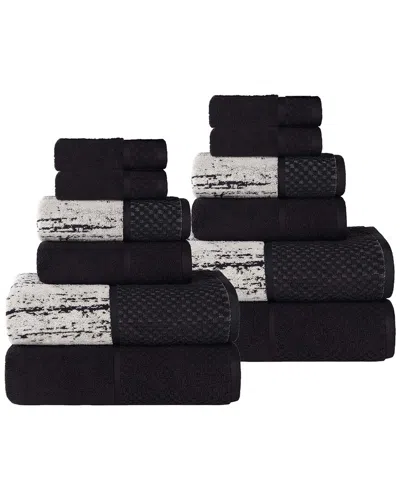 Superior Lodi Cotton 12pc Bathroom Towel Set In Black