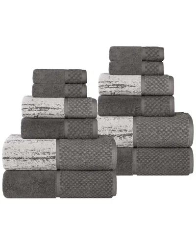 Superior Lodi Cotton 12pc Bathroom Towel Set In Gray