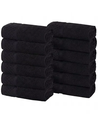 Superior Lodi Cotton 12pc Washcloth Set In Black