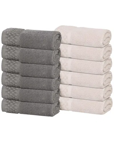 Superior Lodi Cotton 12pc Washcloth Set In Brown