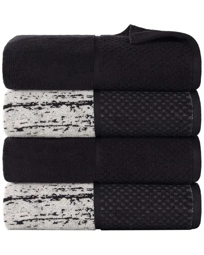 Superior Lodi Cotton 4pc Bath Towel Set In Black
