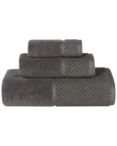 Superior Lodie Cotton Plush Jacquard Solid 3pc Towel Set