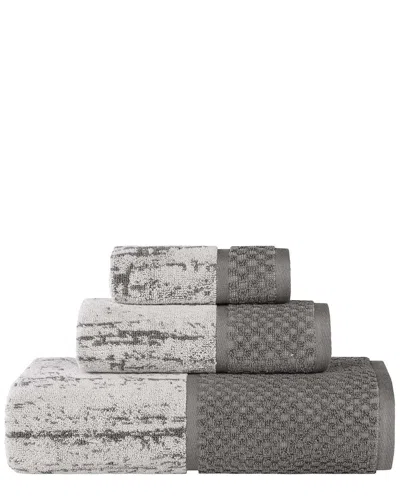 Superior Lodie Cotton Plush Jacquard Solid 3pc Towel Set