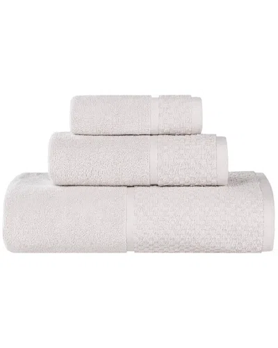 Superior Lodie Cotton Plush Jacquard Solid 3pc Towel Set In Neutral