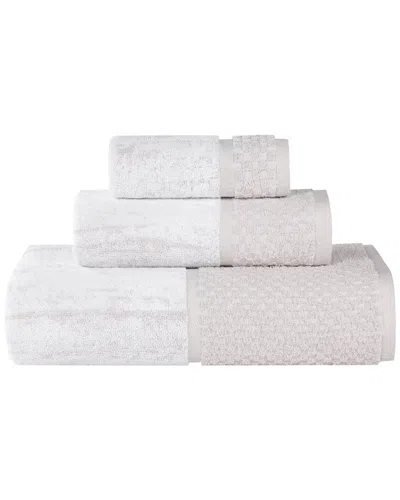 Superior Lodie Cotton Plush Jacquard Solid 3pc Towel Set In Burgundy