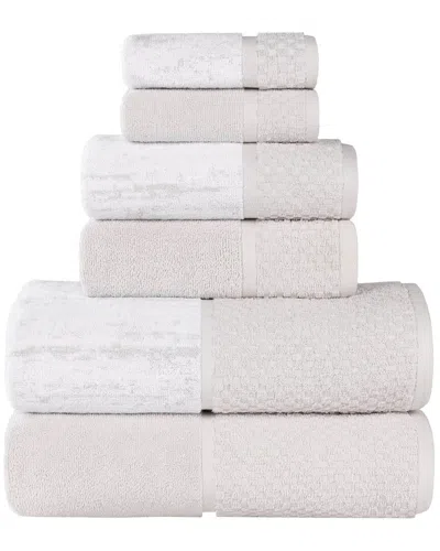 Superior Lodie Cotton Plush Jacquard Solid & Two-toned 6pc Towel Set In Neutral