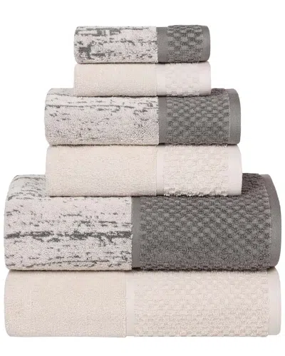Superior Lodie Cotton Plush Jacquard Solid & Two-toned 6pc Towel Set In Brown