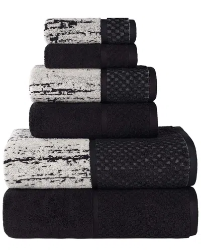 Superior Lodie Cotton Plush Jacquard Solid & Two-toned 6pc Towel Set In Metallic