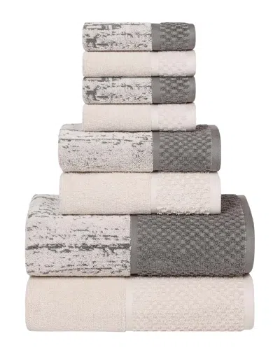 Superior Lodie Cotton Plush Jacquard Solid & Two-toned 8pc Towel Set In Multi