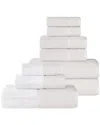 Superior Lodie Cotton Plush Jacquard Solid & Two-toned 9pc Towel Set