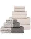 Superior Lodie Cotton Plush Jacquard Solid & Two-toned 9pc Towel Set