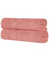 Superior Long Staple Combed Cotton Highly Absorbent Solid 2pc Quick-drying Bath Sheet Set In Blush