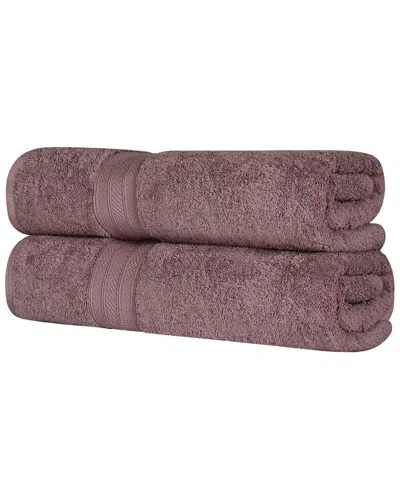 Superior Long Staple Combed Cotton Highly Absorbent Solid 2pc Quick-drying Bath Sheet Set In Grape