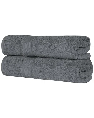 Superior Long Staple Combed Cotton Highly Absorbent Solid 2pc Quick-drying Bath Sheet Set In Gray