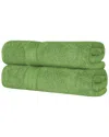 Superior Long Staple Combed Cotton Highly Absorbent Solid 2pc Quick-drying Bath Sheet Set In Green