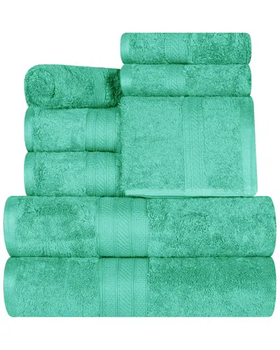 Superior Long Staple Combed Cotton Highly Absorbent Solid 8pc Quick-drying Towel Set In Brown
