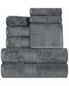 Superior Long Staple Combed Cotton Highly Absorbent Solid 8pc Quick-drying Towel Set In Gray