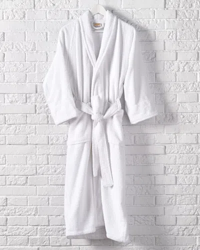 Superior Long-staple Combed Terry Unisex Adult Long Staple Combed Cotton Bathrobe In White
